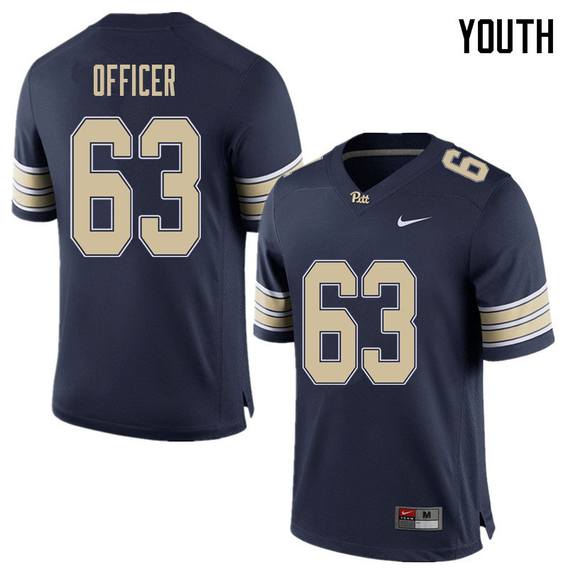 Youth #63 Alex Officer Pittsburgh Panthers College Football Jerseys Sale-Home Blue